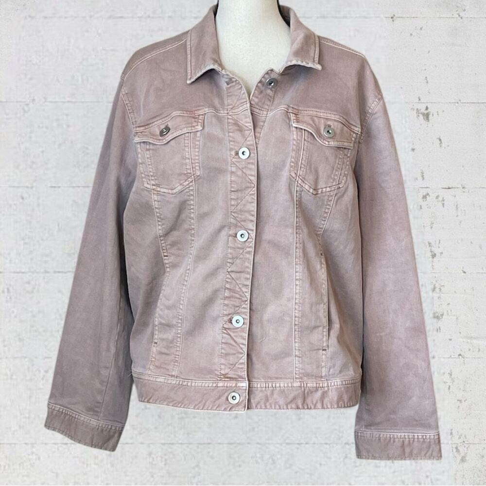 J Jill Denim Jean Jacket Women Dusty Pink Button Up Trucker Stretch Pockets 2X